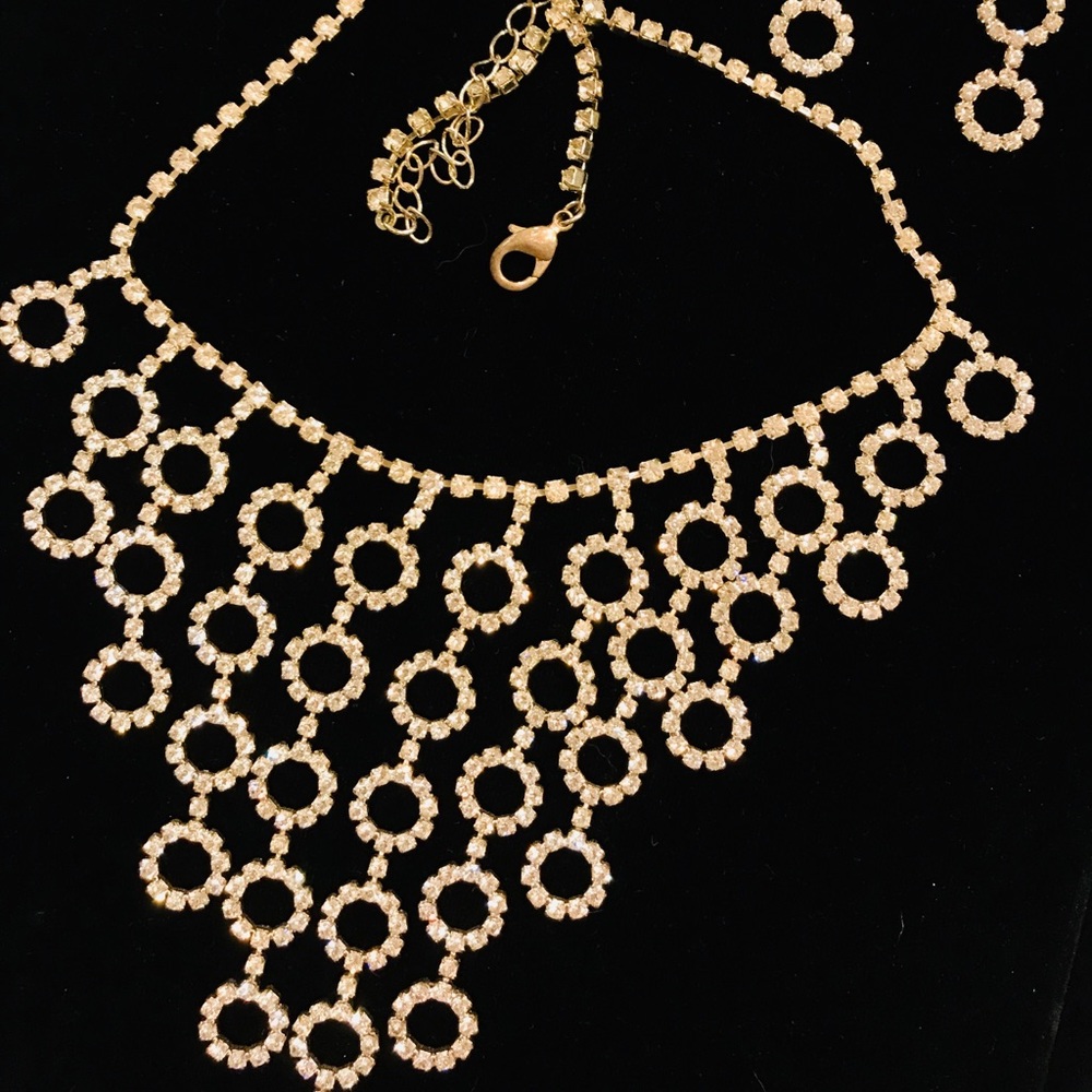 Brand new rhinestone necklace and earrings
